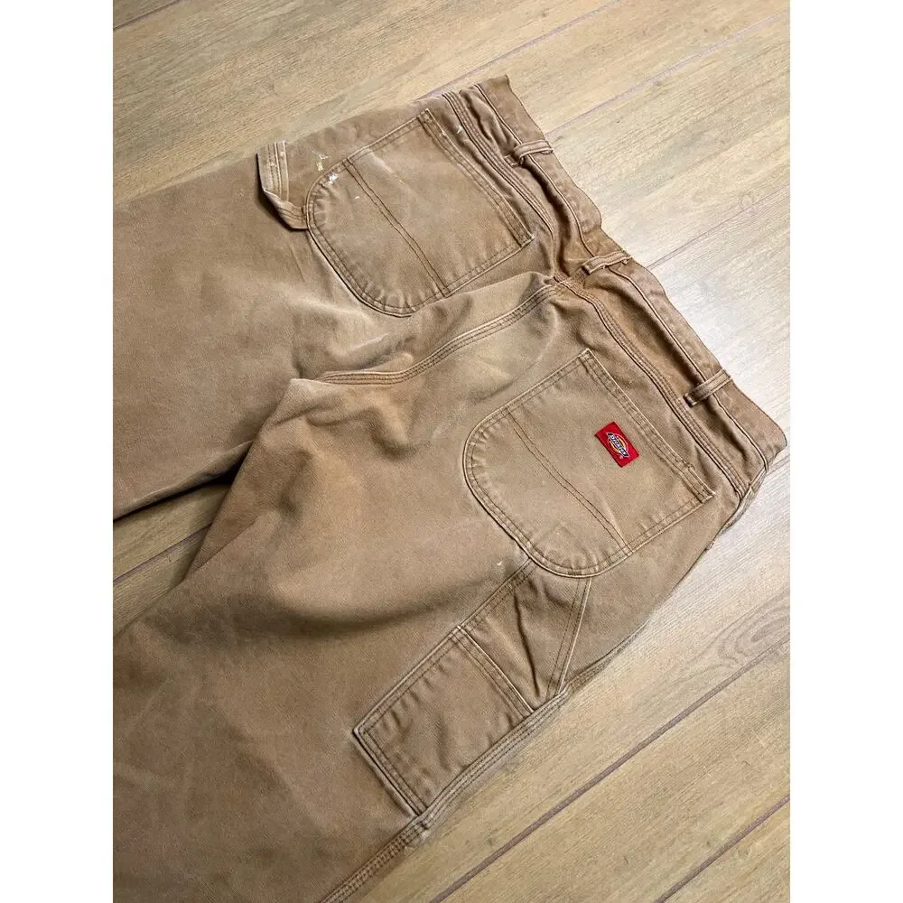 Vintage Dickies work‎ pants mens 38x30 canvas tan paint splatter distressed